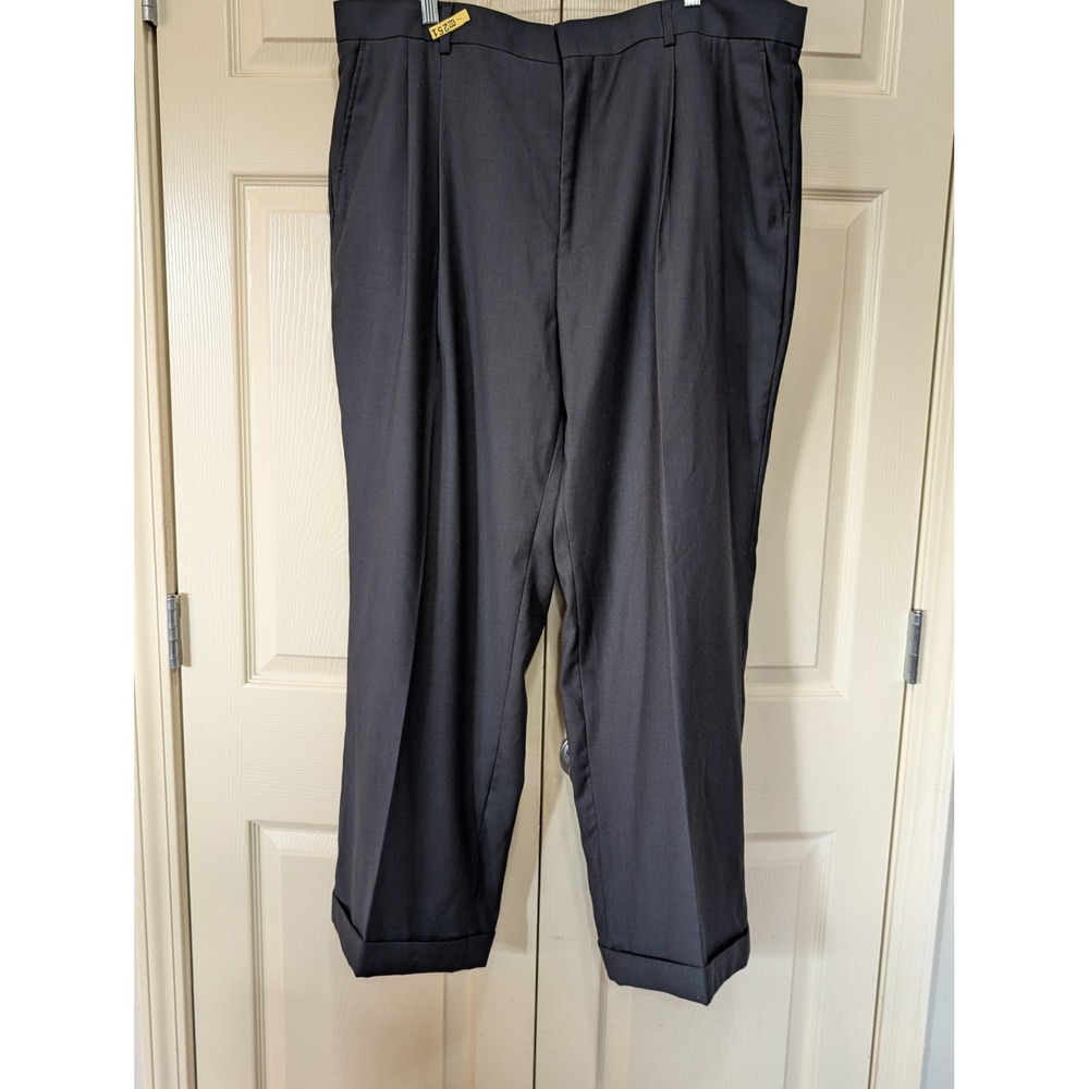 Vinci charcoal Pleated Dress Pants Slacks with Permanent Cuffs 40 x 29.5